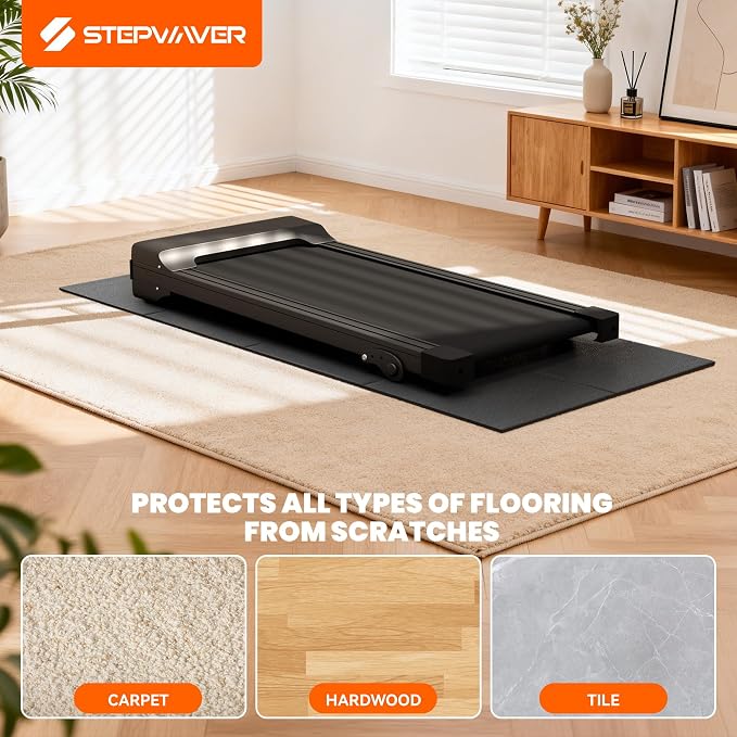 Stepwaver Walking Pad Mat for Carpet, Treadmill Mat for Hardwood Floor | High Density, 1/4 Thickness, Foldable, Floor Protection for Bike, Elliptical, Treadmill, Walking Pad