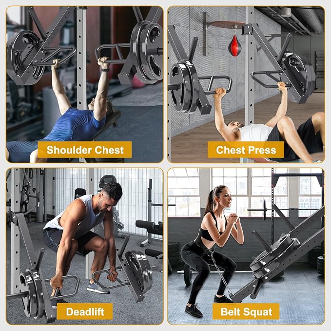 Kipika Power Rack Jammer Arms - Adjustable Height & Angle Lever Arm System for 2x2 or 3×3 Power Cages with 5/8" or 1" Holes - Fits 2-Inch Olympic Plates - 1 Pair