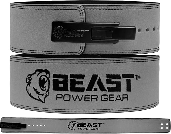 Beast Power Gear Weight Lifting Belt Lever Buckle 10MM 13MM Thick & 4 Inches Free Strap Weightlifting, Powerlifting, Deadlifts, Squats Men Women