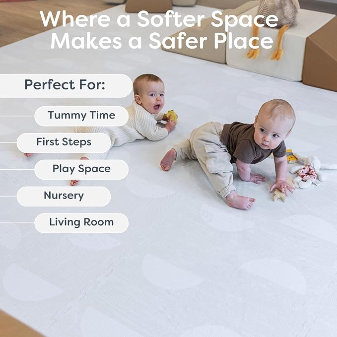 Little Landings Baby Play Mat for Floor - Aura Pearl (4x6ft) - Premium EVA Foam Play Mat for Babies & Toddlers (Ages 0-5+) Non-Toxic Playmat for Tummy Time, Crawling & Playroom - Stylish & Comfortable