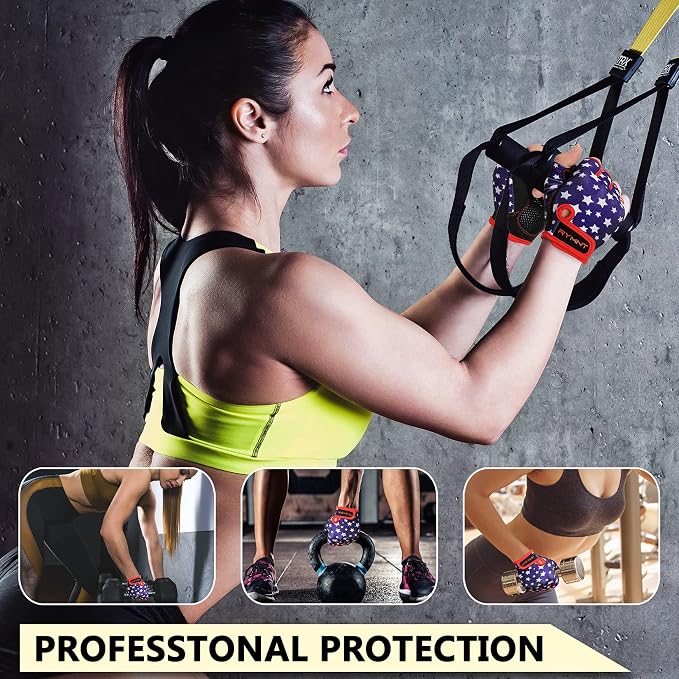Workout Gloves for Women Men, Weight Lifting Gloves Padded, Full Palm Grip | Gym Grip Gloves for Weightlifting, Rowing, Exercise, Cycling, Dumbbells, Kettlebells, Home Work Out Equipment, Half-finger