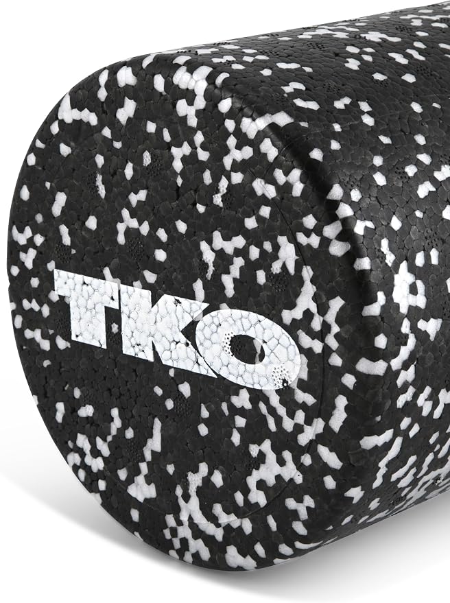 TKO 24 Inch High-Density Foam Roller | Deep Tissue Muscle Recovery & Exercise Tool | Durable Black Roller for Yoga, Pilates, Physical Therapy, and Relieving Muscle Soreness - White/Black | Recovery & Exercise Tool | Durable Black Roller for Yoga Pilate...