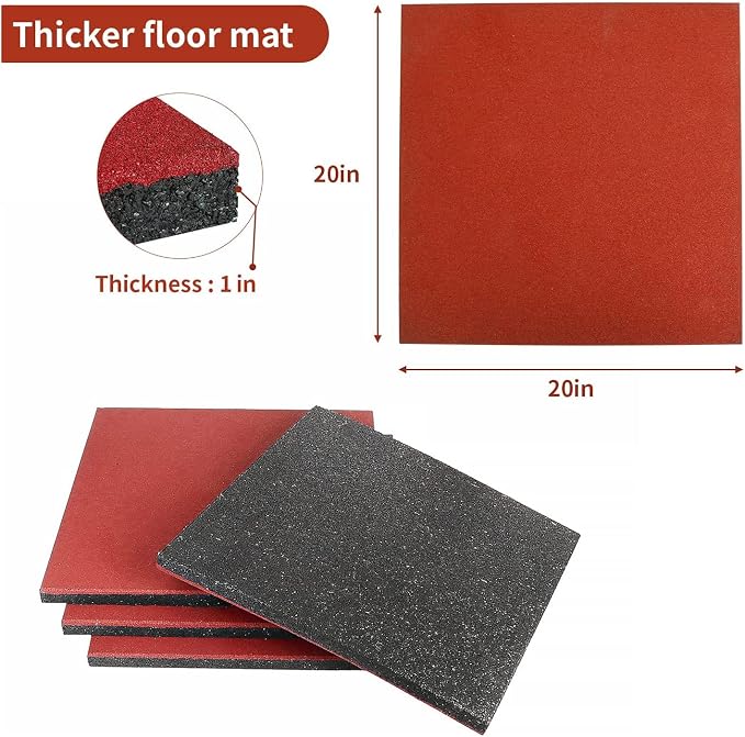 MYOYAY 4 Pack Interlocking Tiles 20"x20"x1" Heavy Duty Rubber Tile Green Non-Slip Flooring Mat for Playground Park Gym Indoor and Outdoor, Cover 11.12 Sq.FT