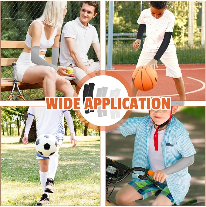 3Pairs Arm Sleeves for Kids, Outdoor Breathable Elastic Ice Sleeve for Youth Basketball Football Baseball Sports