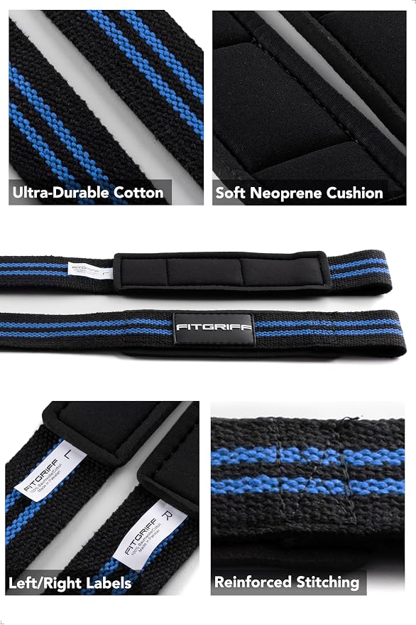 Fitgriff® Lifting Wrist Straps for Weightlifting, Gym, Deadlift, Workout (Made of Premium Cotton & Padded) - Men & Women
