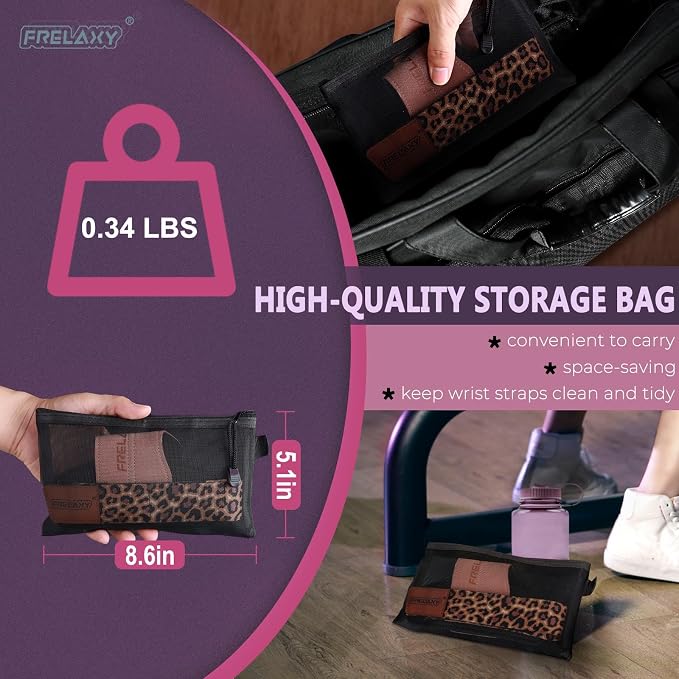 Frelaxy Lifting Wrist Straps for Women and Men, Weight Lifting Grips | Double-layer leather, Cushioned wrist support, Durable construction, Storage pouch, Deadlifts, rows, lat pulldowns