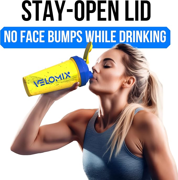 VELOMIX 2 Pack 28oz Protein Shaker Bottle for Protein Mixes, Stand Strong | 2x Wire Whisk, Leak Proof Shaker Cups for Protein Shakes, Stackable, Dishwasher safe, BPA free, Pre Workout and Fitness ready
