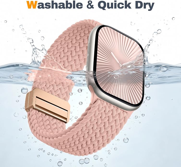 Laffav Braided Stretchy Band Compatible with Apple Watch Bands 42mm 40mm 41mm 38mm 44mm 45mm 46mm 49mm for Women Men, Magnetic Nylon Solo Loop Sport Strap for iWatch Series 11 10 9 8 7 6 5 4 SE Ultra