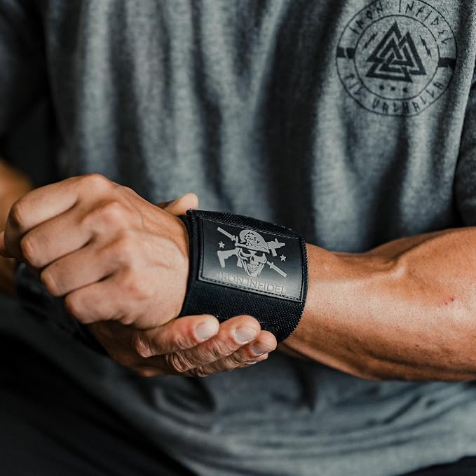 Iron Infidel Wrist Wraps for Weightlifting - 18" Heavy Duty Support for Working Out, Gym Accessories for Men - Use for Lifting, Crossfit, Fitness, Exercise, Bench Press, Powerlifting