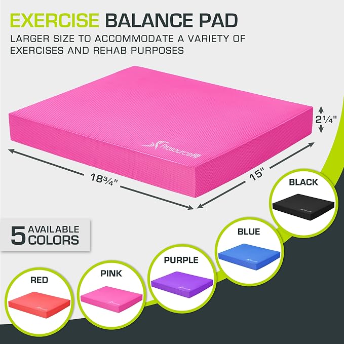 ProsourceFit Exercise Balance Pad, Non-Slip Cushioned Foam Mat & Knee Pad for Fitness and Stability Training, Yoga, Physical Therapy