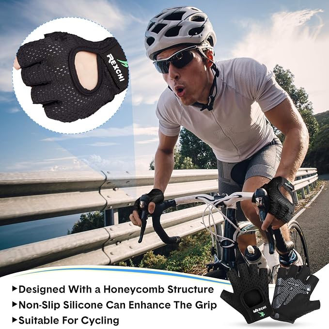 Geyoga 2 Pairs Workout Gloves Adjustable Weight Lifting Gym Exercise Training Breathable Workout Gloves with Full Palm Protection for Men and Women Fitness, Biking, Pull up