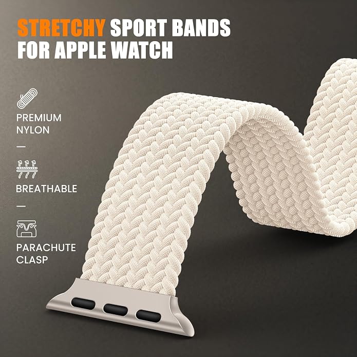 Elastic Sport Band for Apple Watch Ultra 3/2/1 Bands 49mm 46mm 45mm 44mm 42mm 41mm 40mm 38mm Men Women, Adjustable Parachute Buckle Nylon Fabric Wristband for iWatch Series 11 10 SE 9 8 7 6 5 4 3