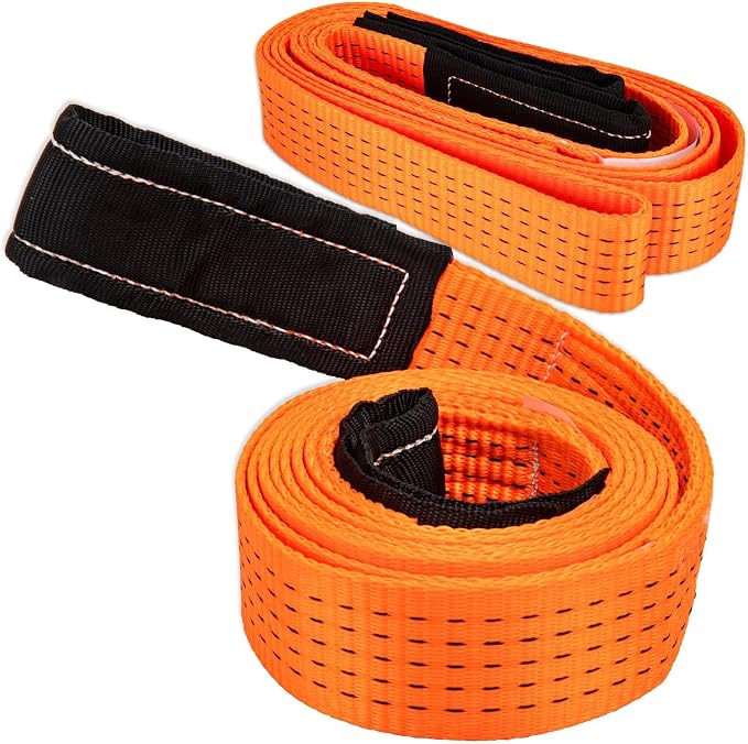 2 Pcs 2" x 10FT Heavy Duty Nylon Lifting Slings and Straps | 15000lb Capacity Flat Eye Rigging Strap for Hoist, Towing, Moving, Tree Saver Recovery and Winch