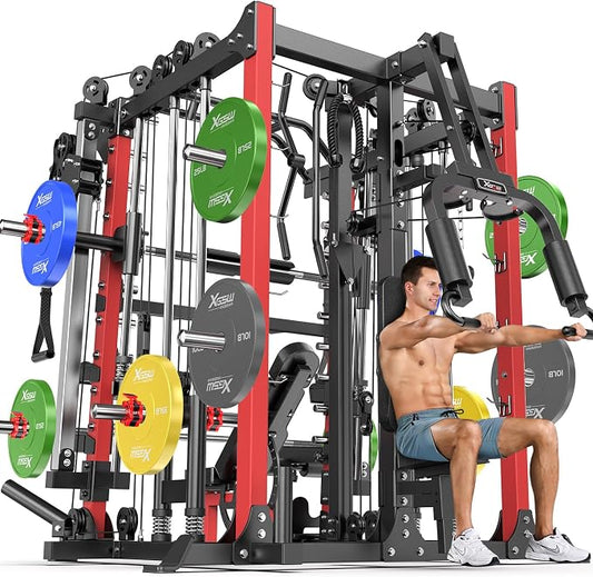 Multi-Purpose Squat Rack,Smith Machine Weight Rack Set with Cable Crossover System, Home Gym Power Racks, Power Racks and Packages