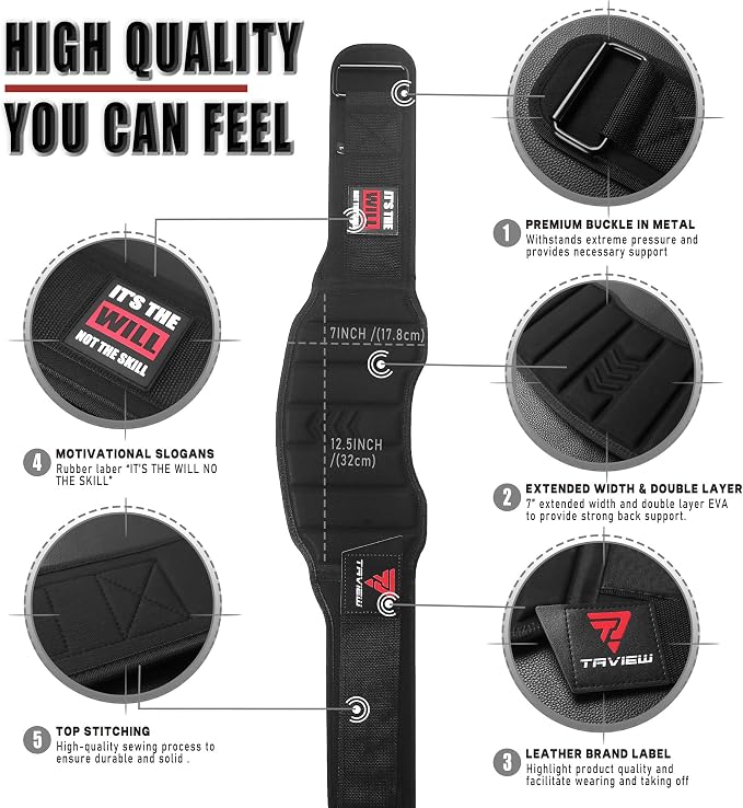 Weight Lifting Belt, Weightlifting Belt,Workout Gym Powerlifting Belt 7 inch,Fitness Back Support for Cross Training, Squats, Lunges