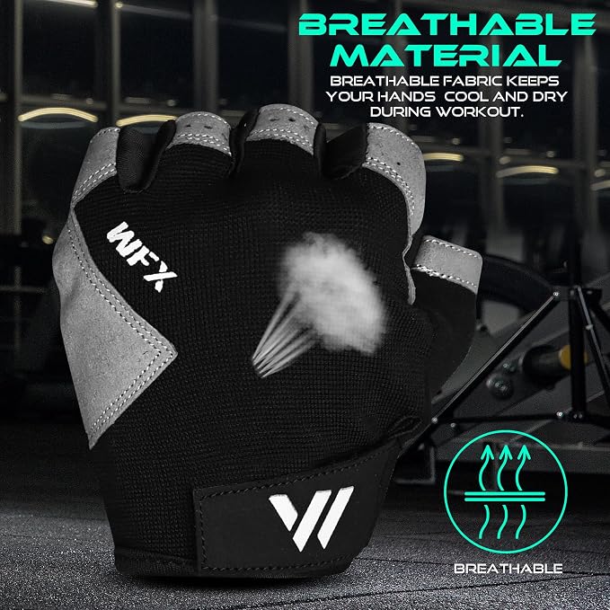 WESTWOOD FOX Gym Gloves Fitness Training Anti Slip Shock-Absorbing Weight Lifting Gloves Padded Grip Breathable Fingerless Workout Support for Men Women Cycling Exercise