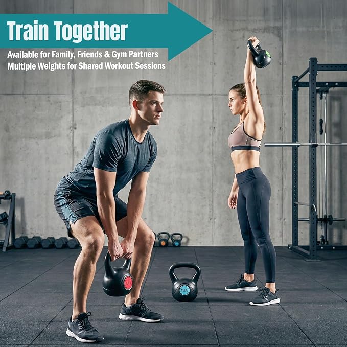 OLIXIS Hard Kettlebell Sets Strength Training KettleBells Weight Set | Coated Concrete Kettlebells, Wide Handle & Bottom, Weight Workout Exercise Equipment for Home Gym Outdoor