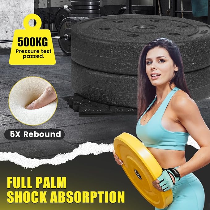 HOZMOZ Ventilated Weight Lifting Gloves, Thick Padded Workout Gym Gloves with Full Palm Protection & Grip & Shock Absorption for Women & Men's Fitness Exercise Training