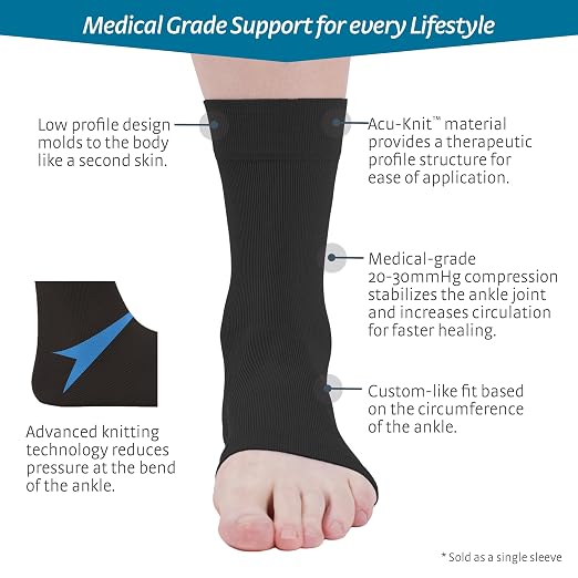 medi Seamless Knit Ankle Support - sprains, rheumatic & osteoarthritis condition Black XXL