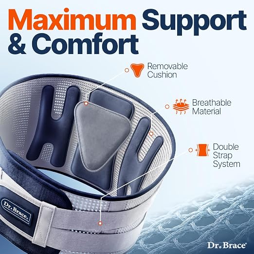 DR. BRACE® Lower Back Brace for Men & Women for Lower Back Pain Relief, Revolutionary Versatile Splints System & Removable Lumbar Pad, Adjustable & Breathable Back Support Brace