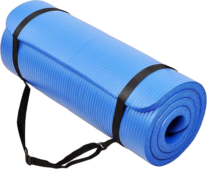 BalanceFrom Yoga Mat, 1-Inch Extra Thick High Density Exercise Mat, Anti-Tear Exercise Yoga Mat with Carrying Strap, Suitable for Various Yoga Exercises, Multiple Colors