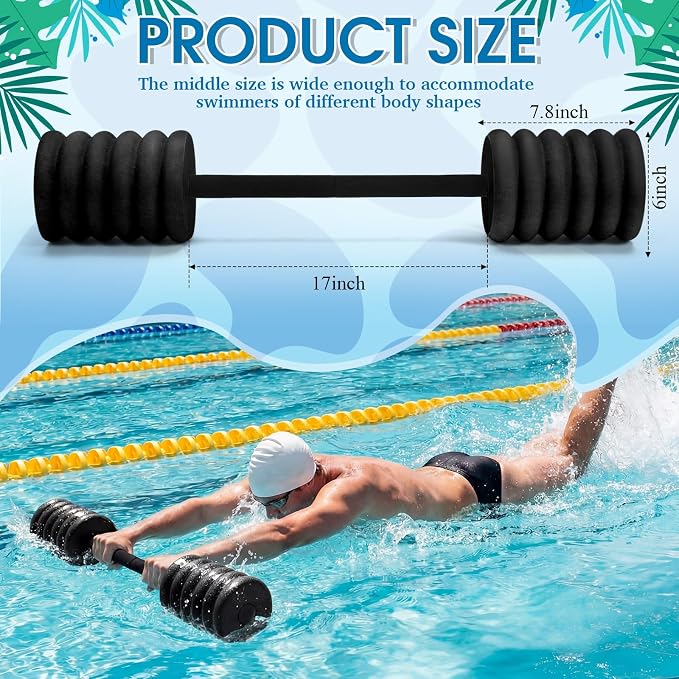 Soulchen Long Aquatic Exercise Dumbbells Pool Exercise Foam Water Weights Dumbbell Aquatic Pool Barbells with High Density EVA Foam for Swim Water Aerobics Workouts Loss