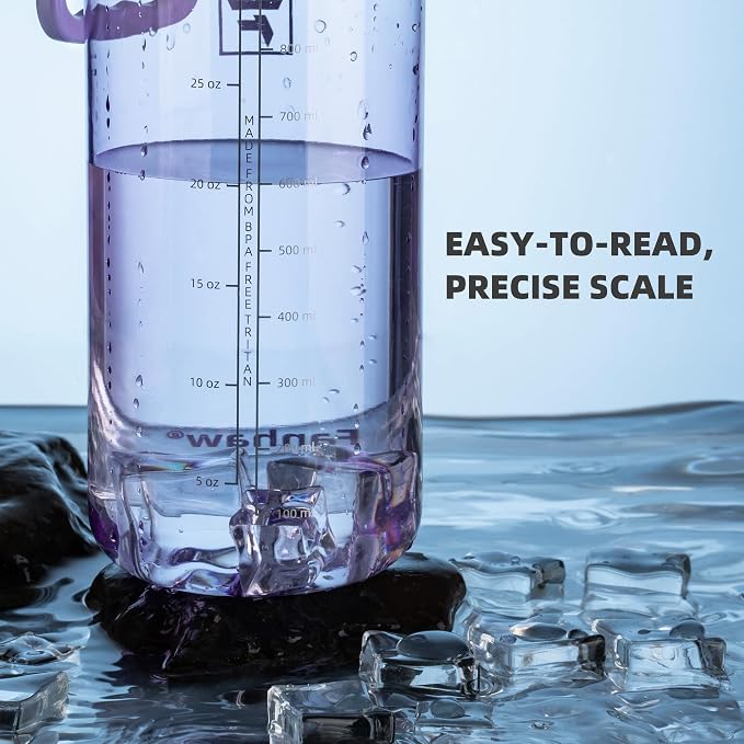 Fanhaw 32 oz Clear BPA-Free Tritan Water Bottle with Fast-Flow Spout Lid, BPA-Free & Leak-Proof Wide-Mouth Reusable Bottle for Gym, School & Office, Back to School Essentials (Amethyst)