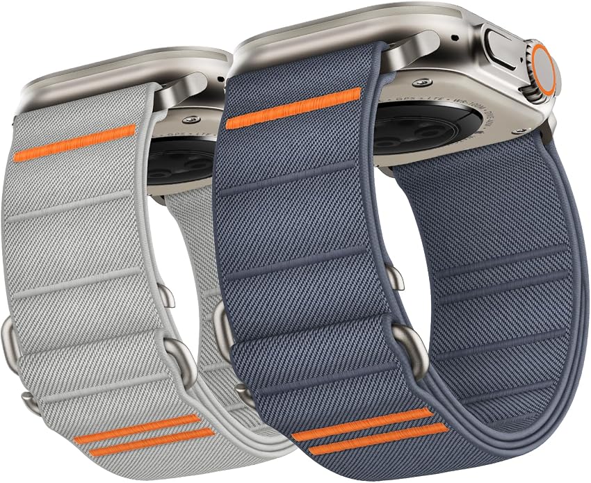 Suitisbest 2 Pack Sport Band Compatible with Apple Watch Ultra Band 49mm 46mm 45mm 44mm 42mm 41mm 40mm 38mm, Stretchy Sport Loop Strap for iWatch Series 11 10 9 8 7 6 5 4 3 2 1, SE 3 2 1, Ultra 3 2 1