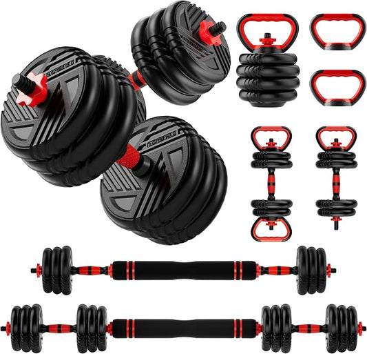 Adjustable Dumbbell Set, 20/30/45/70/90lbs, 5 in 1 Multi-Function Dumbbells | Converts to Barbell Kettlebell&Push up Stand, Free Weight Set for Home Gym Workout, Suitable for Men/Women Strength Training