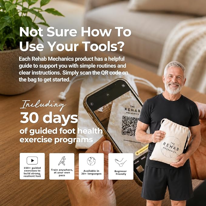 Foot Strength Bands – Latex Resistance Bands for Foot, Ankle & Toe Strength | Helps with Plantar Fasciitis, Bunions, Hammer Toe & Balance · QR-Linked Exercise Programs - Set of 3