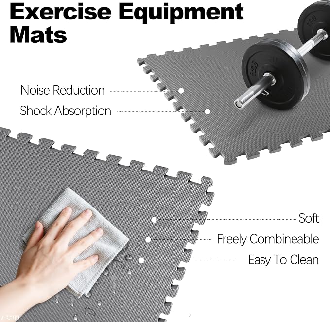 Elevon Puzzle Exercise Gym Flooring Mat, EVA Interlocking Foam Tiles Workout Mat for Home Gym, Fitness Equipment, MMA, Gymnastics, Shock-Absorbing Exercise Mat, Multi-Color