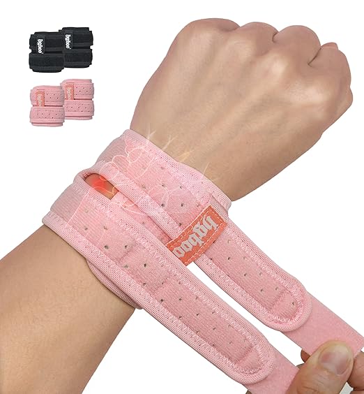 2-Pack TFCC Wrist Brace Support for Ulnar Pain, Carpal Tunnel & Tendinitis Relief, Dual Adjustable Straps Wrist Wrap, Breathable Comfortable Wrist Brace for Sports, Work & Daily Use (Pink)