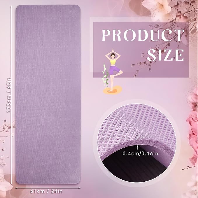 Timgle 6 Pack Yoga Mats Bulk 68 x 24 Inches Non Slip Exercise Yoga Mat 4 mm Thick Anti Slip Tear Resistant Sports Gym for Fitness Stretching Home Workout and Studio