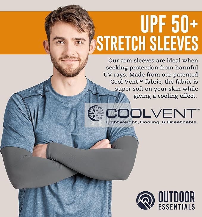OutdoorEssentials UV Sun Sleeves for Men & Women, Cooling Arm Sleeves UPF 50+ | Golf, Tattoo Cover Up, Sun Protection