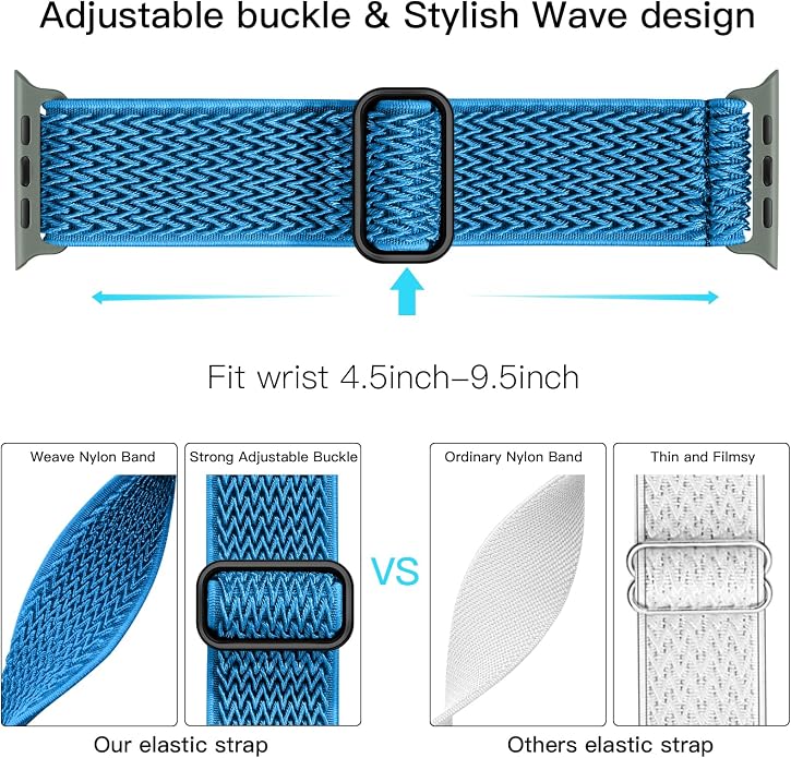 Lerobo Stretchy Nylon Solo Loop Band, Compatible with Apple Watch Series 11 10 9 8 7 6 5 4 3 SE3/2/1 Ultra3/2/1, Adjustable Strap for iwatch Band 44mm 45mm 46mm 49mm 42mm 40mm 41mm 38mm for Women Men