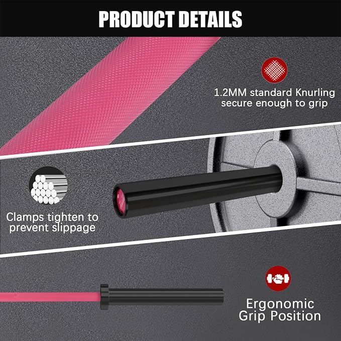 PROOFGOLD 6.6ft Olympic Barbell Bar,35Lb(15kg) Womens Barbell,Bench Press Bar for Squats and Deadlifts,2 Inch Olympic Weight Bar for Home Gym,500LB/700LB
