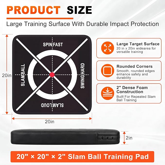 Nuanchu Slam Ball Target Training Pad, Medicine Ball Slam Mat for Home Gym, Heavy Duty High Density Foam Impact Pad for Balls Throwing Workouts, Noise Reducing Floor Protection Mat, 19.7 Inch