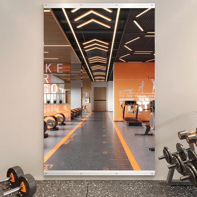 ROOMTEC Home Gym Mirror, 72"x 48"-1 PCS Frameless Gym Mirrors for Home Gym, Large Full Body Tempered Glass Wall Mounted Mirror for Yoga Room, Dance Studio, Workout Room