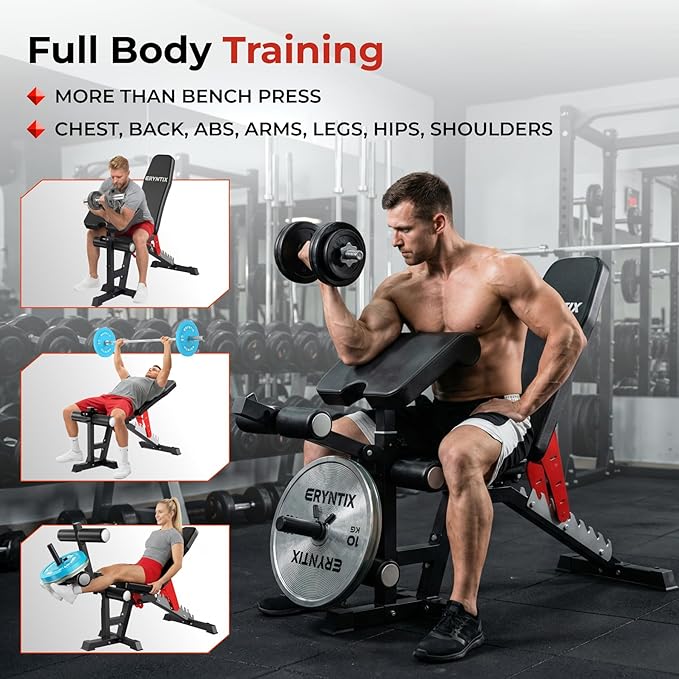 Adjustable Weight Bench,Foldable Pro Heavy-Duty Workout Bench | 1600LBS Bench Press 21-Position Multifunctional Weight Bench with Leg Extension,Iscc Plus Certified for Home Gym