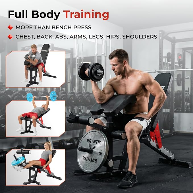 Adjustable Weight Bench,Foldable Pro Heavy-Duty Workout Bench | 1600LBS Bench Press 21-Position Multifunctional Weight Bench with Leg Extension,Iscc Plus Certified for Home Gym
