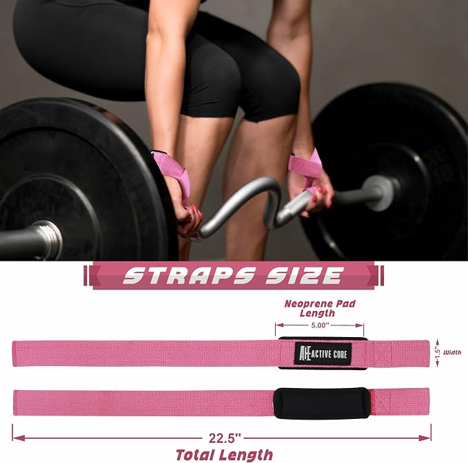 Lifting Wrist Straps for Weightlifting, Weight Lifting Straps Gym Strength Training, Neoprene Padded Wrist Support, Deadlift Straps for Men & Women, 22.5 Inch Cotton