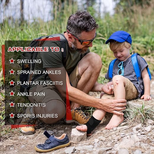 Honoson 2 Pcs Ankle Brace Kid Ankle Support Youth Neoprene Lace up Compression Sleeve Foot Brace Stabilizer with Adjustable Strap for Sport Sprained Plantar Fasciitis Achilles Tendonitis(Black,S)
