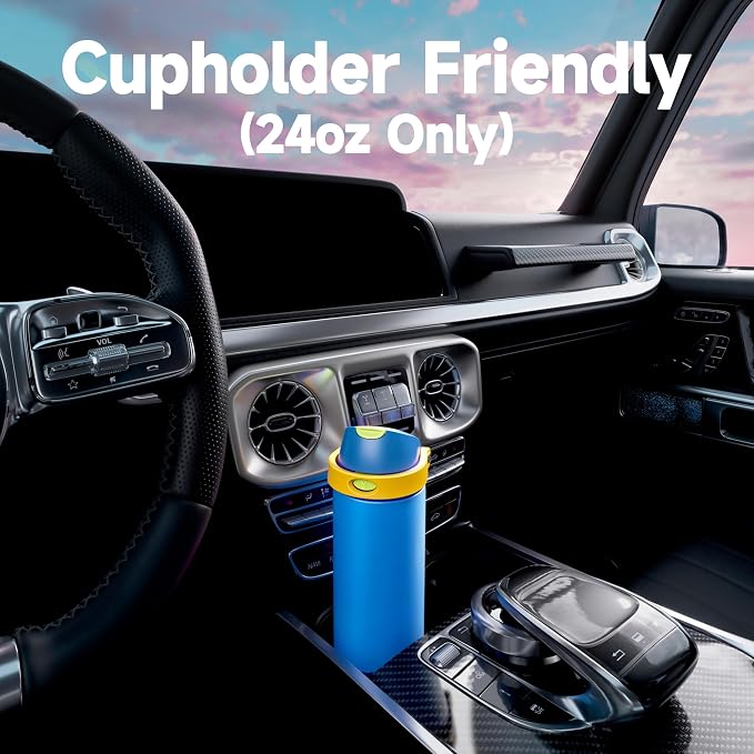 Meoky 24 oz Insulated Water Bottle for Men Stainless Steel Water Bottle with 2-in-1 Straw and Spout Lid - Leak Proof, Cold for 24 Hours, Fits in Car Cup Holder, BPA-Free for Sports Travel, Sapphire