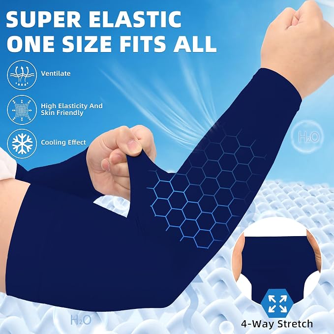 BHYTAKI UV Sun Protection Arm Sleeves, UPF 50 Sports Cooling Arm Compression Sleeves for Men Women Teenager