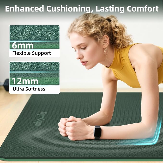 Extra Large Yoga Mat – 72"x48" or 78"x57", 1/4"–1/2" Thick Mat for Women & Men, TPE Non-Slip Pilates Mat for Home Gym, Yoga, Stretching, Meditation