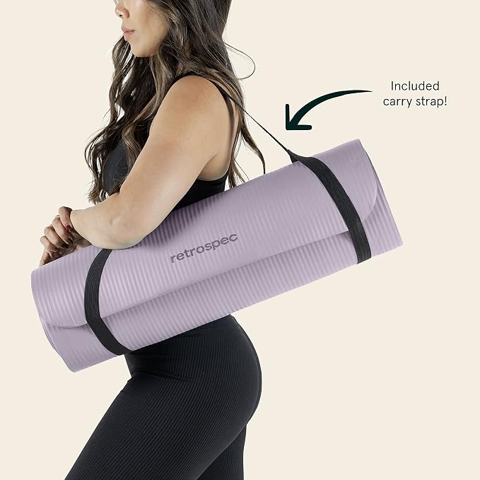 Retrospec Solana Yoga Mat 1" Thick w/Nylon Strap for Men & Women - Non Slip Exercise Mat for Home Yoga, Pilates, Stretching, Floor & Fitness Workouts