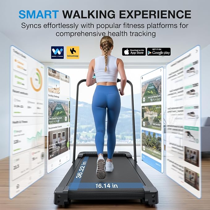 Folding Treadmill for Home, Walking Pad with Incline and Handle Bar | 350+lbs Capacity,Under Desk Treadmill for Home Small Office,Low Noise Treadmills with Smart Voice Control for Jogging Running
