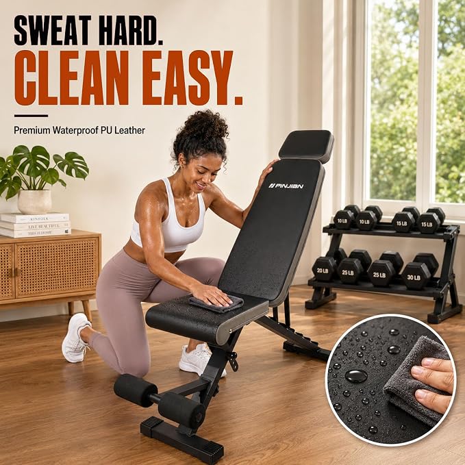 Adjustable Weight Bench, Foldable Workout Bench for Home Gym | Fast Folding & 7-Position Incline/Decline, Heavy Duty Dumbbell Bench for Home Gym / Garage Gym, Strength Training Equipment