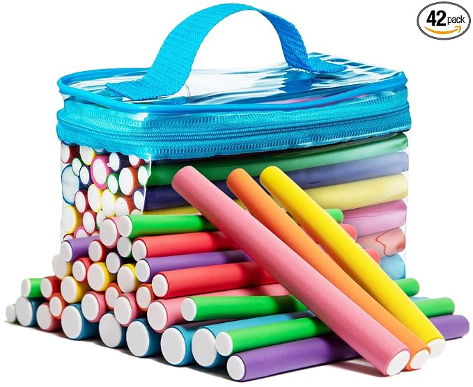 Tifara Beauty Salon Heatless Flexible Hair Rollers Curlers 42-pack 7" Soft Foam Flexi Twist Curling Rods for Short Long Hair