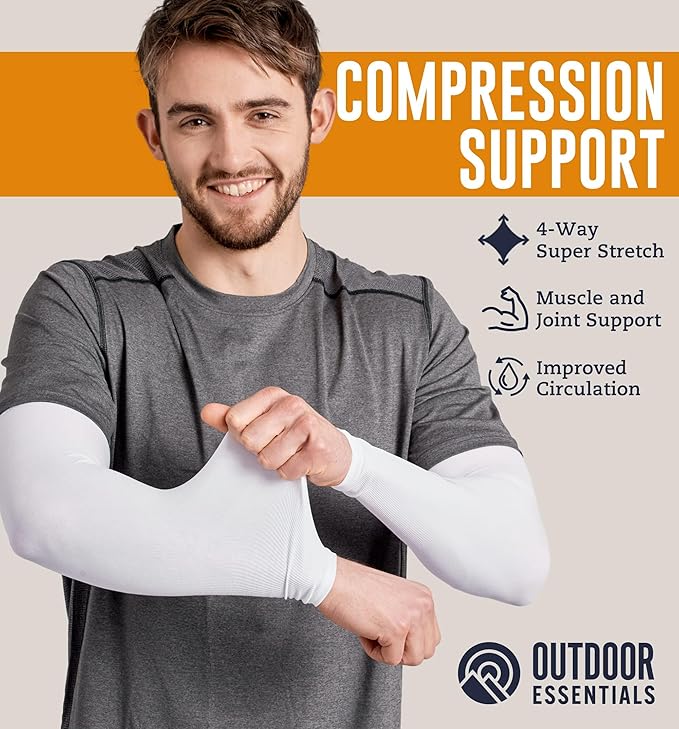 OutdoorEssentials UV Sun Sleeves for Men & Women, Cooling Arm Sleeves UPF 50+ | Golf, Tattoo Cover Up, Sun Protection